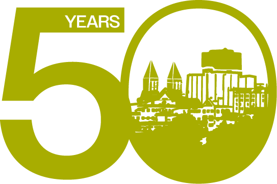 Global Ties Akron 50th anniversary logo.